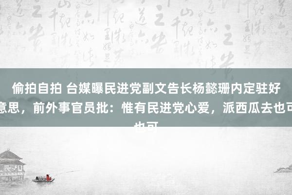 偷拍自拍 台媒曝民进党副文告长杨懿珊内定驻好意思，前外事官员批：惟有民进党心爱，派西瓜去也可