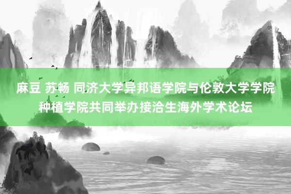 麻豆 苏畅 同济大学异邦语学院与伦敦大学学院种植学院共同举办接洽生海外学术论坛