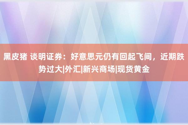 黑皮猪 谈明证券:好意思元仍有回起飞间,近期跌势过大|外汇|新兴商场|现货黄金