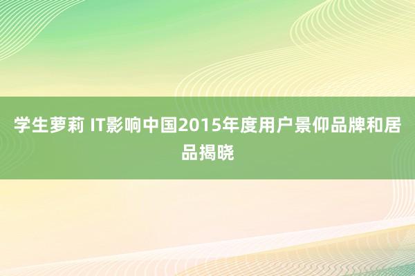 学生萝莉 IT影响中国2015年度用户景仰品牌和居品揭晓