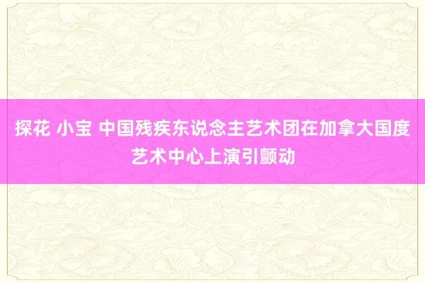 探花 小宝 中国残疾东说念主艺术团在加拿大国度艺术中心上演引颤动