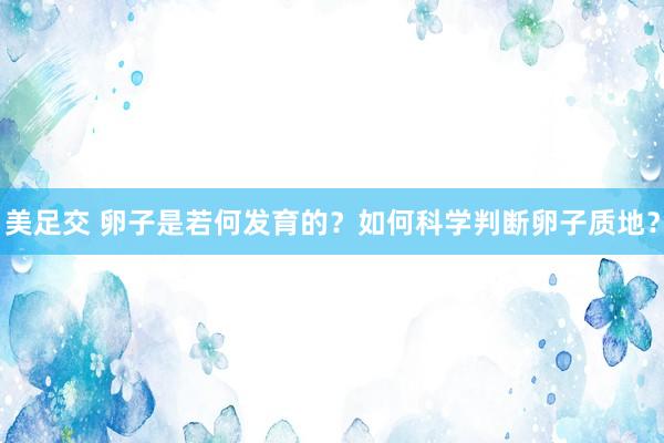美足交 卵子是若何发育的？如何科学判断卵子质地？