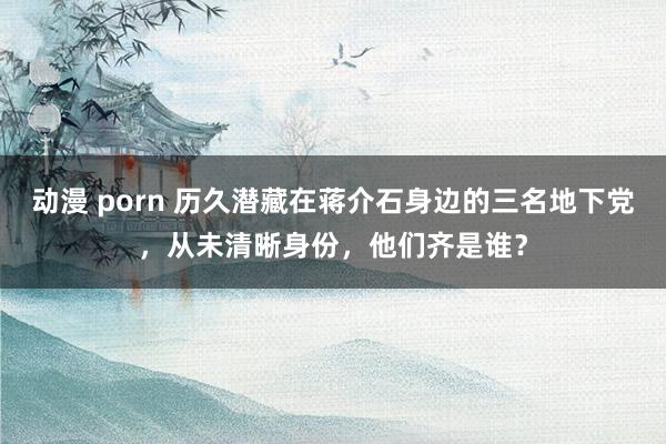 动漫 porn 历久潜藏在蒋介石身边的三名地下党，从未清晰身份，他们齐是谁？