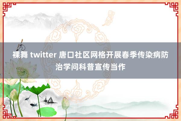 裸舞 twitter 唐口社区网格开展春季传染病防治学问科普宣传当作