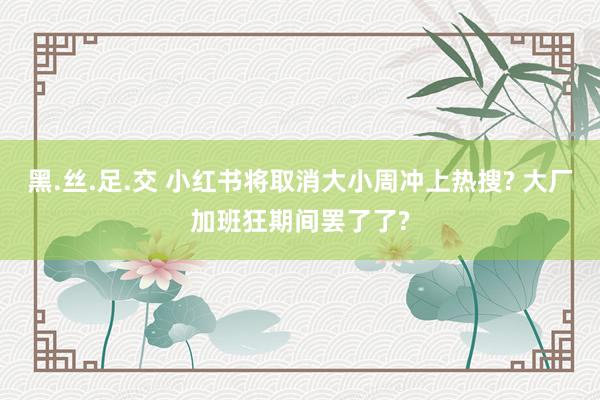 黑.丝.足.交 小红书将取消大小周冲上热搜? 大厂加班狂期间罢了了?