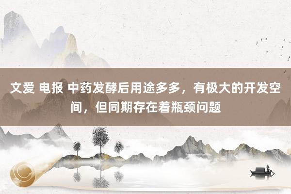 文爱 电报 中药发酵后用途多多，有极大的开发空间，但同期存在着瓶颈问题
