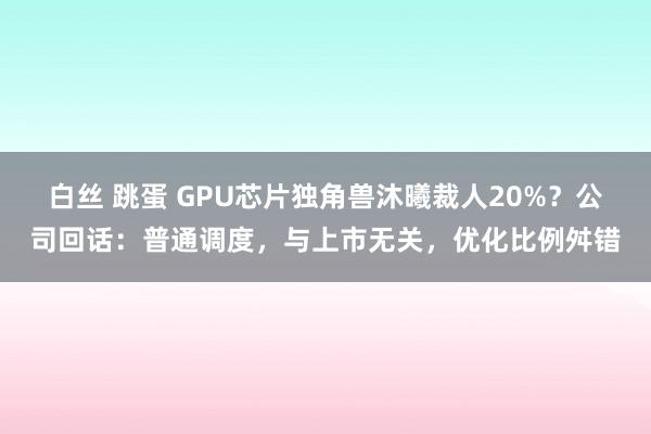 白丝 跳蛋 GPU芯片独角兽沐曦裁人20%？公司回话：普通调度，与上市无关，优化比例舛错